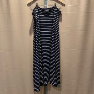 Navy blue white stripe maxi skirt